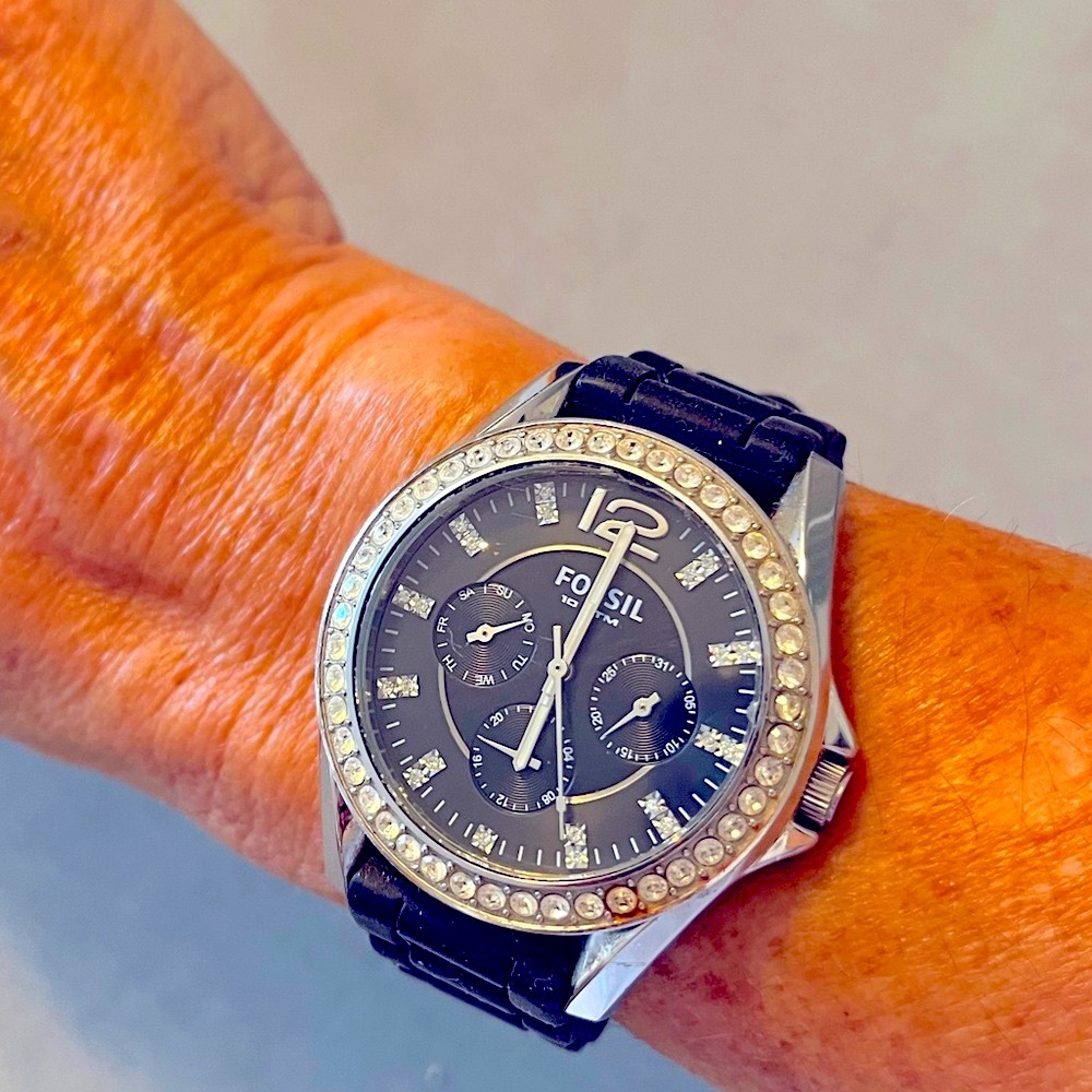 Fossil watch black silicone band.